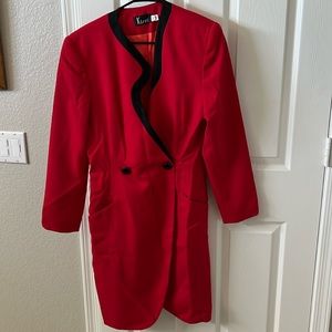 80’s double breasted formal dress. Red.